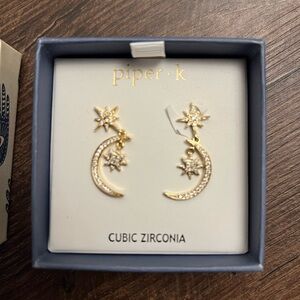 Crescent Moon Cubic Zirconia drop earrings